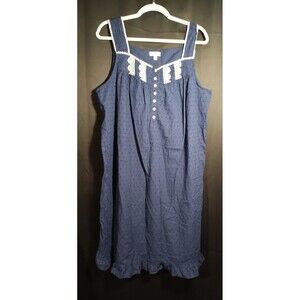 Secret Treasures 2X Navy Nightgown Dress Top Lace Trim Sleeveless Nap Dress Styl